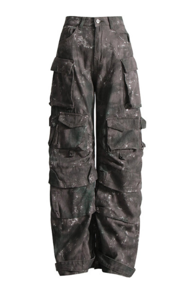 Grey Camo Cargo Pants