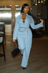 Layna Denim Cargo Jumpsuit