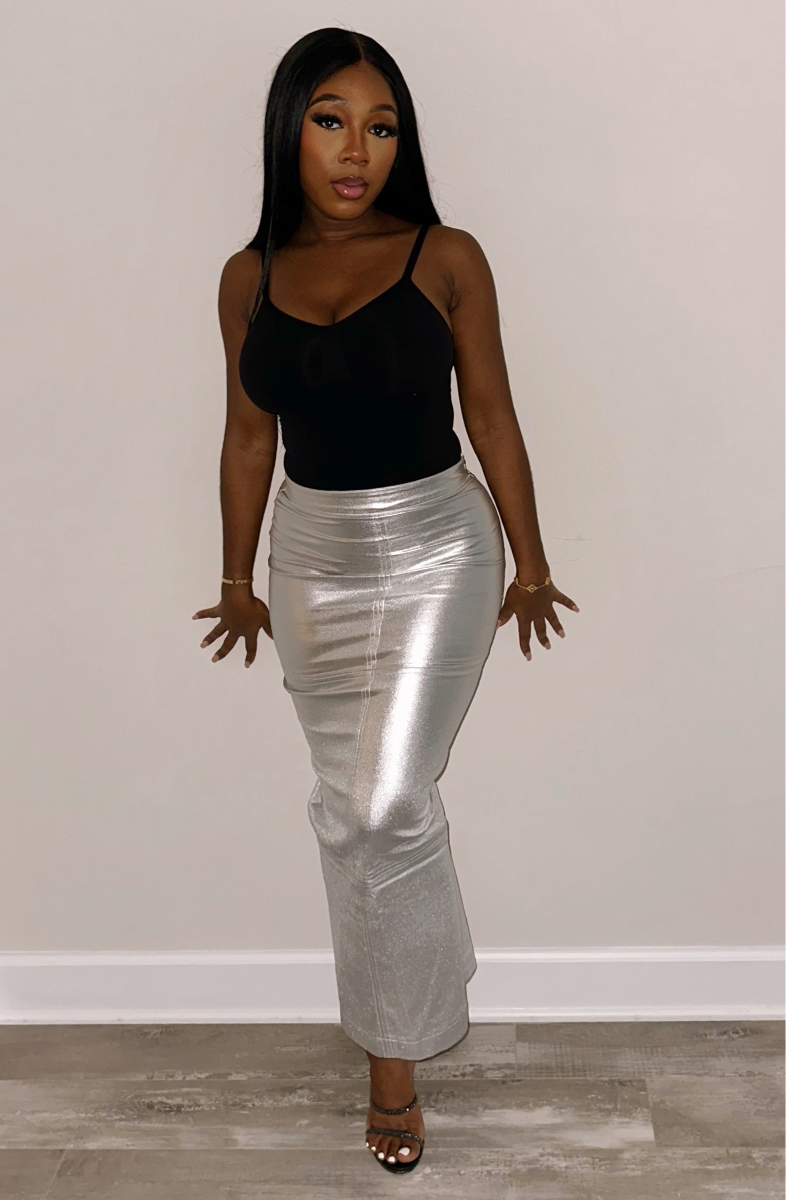 Metallic skirt pencil best sale