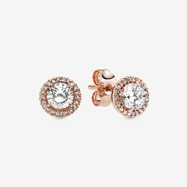 Round Halo Stud Earings