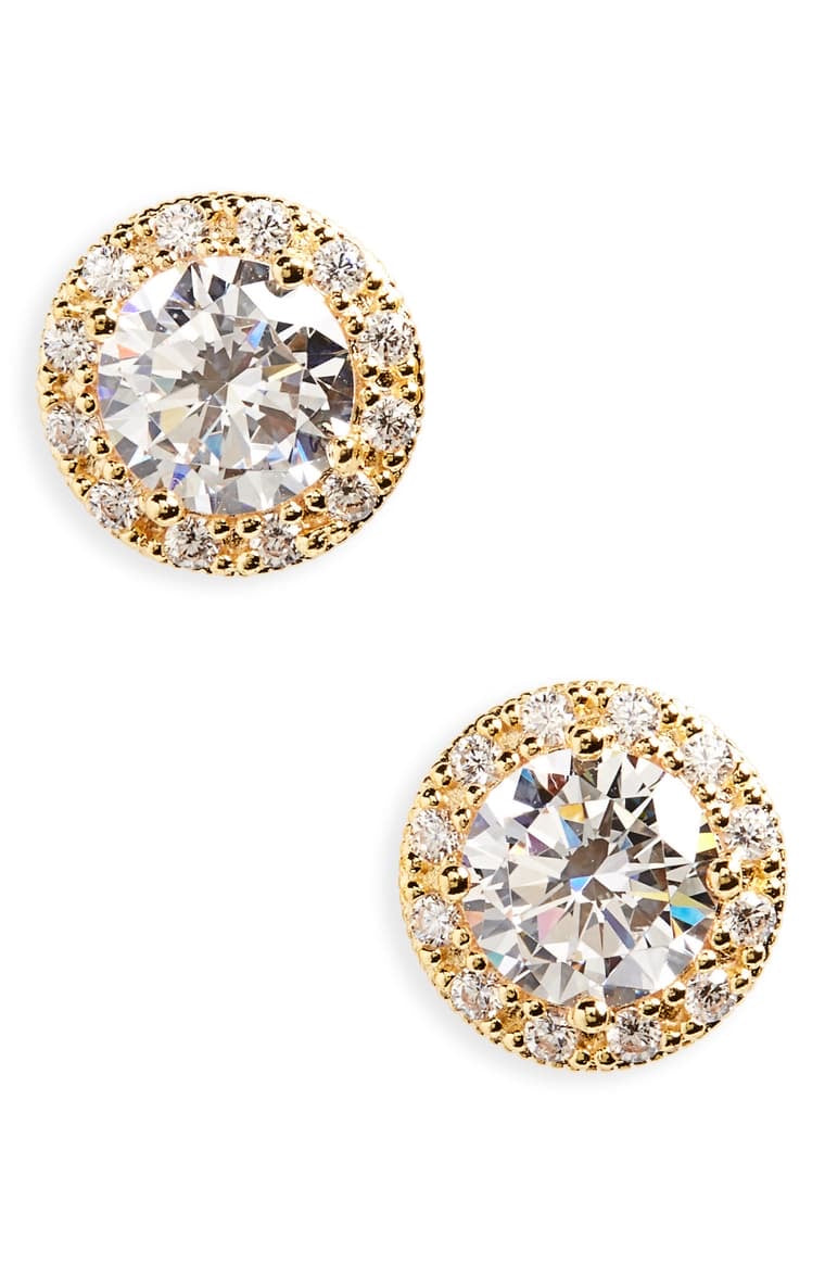 Round Halo Stud Earings