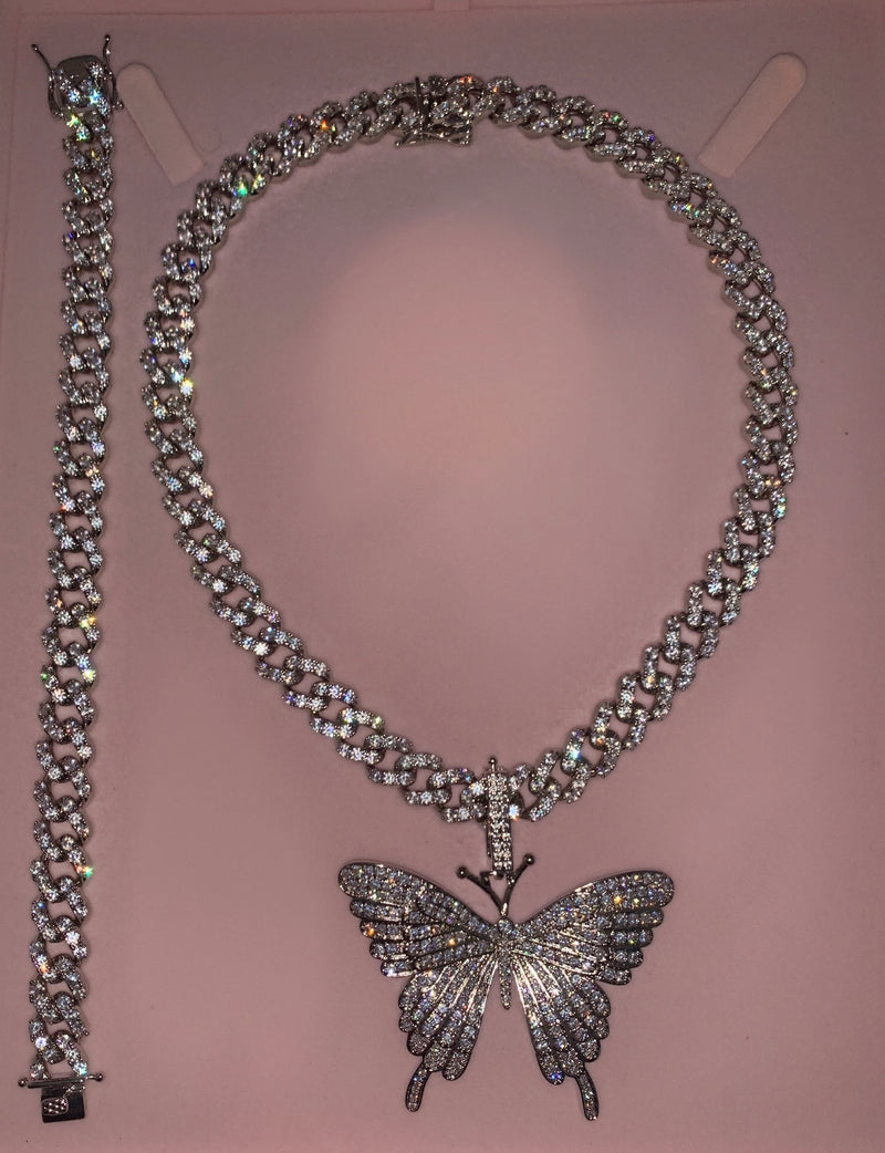 Cuban link butterfly pendant