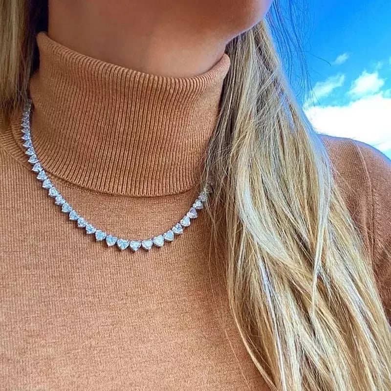 Heart Tennis Necklace