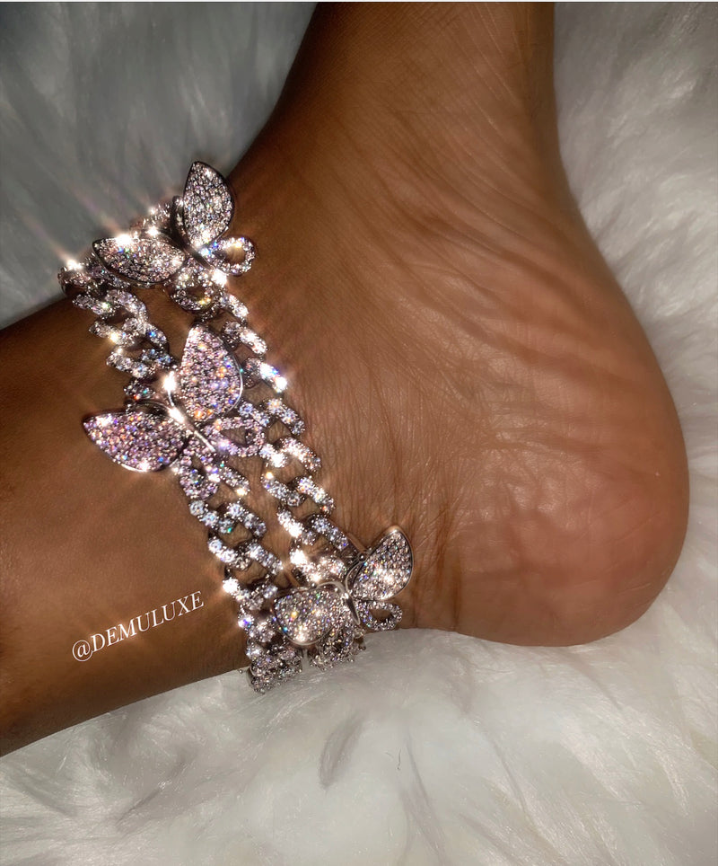 CUBAN LINK BUTTERFLY ANKLET