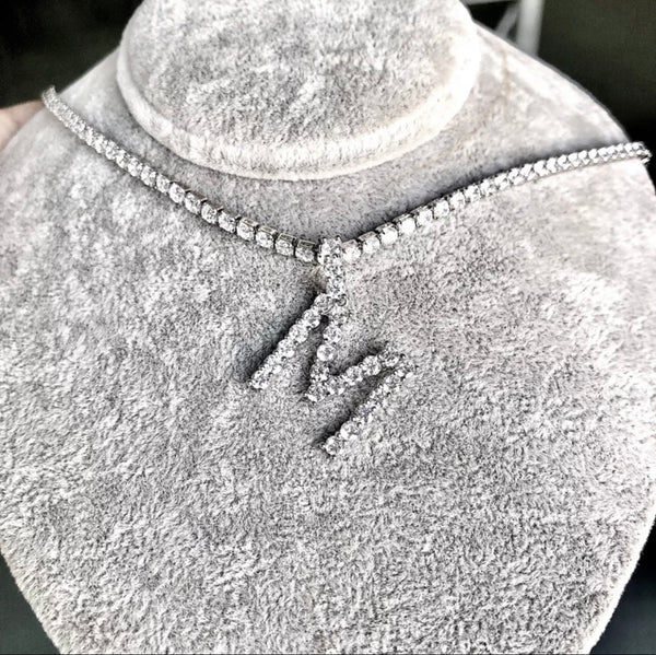 Letter iced out pendant necklace